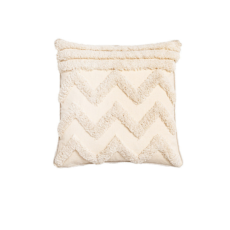 HKM-874771 Minimalist Tufted Cotton Pillowcase - Modern Style 45x45cm & 30x50cm Options