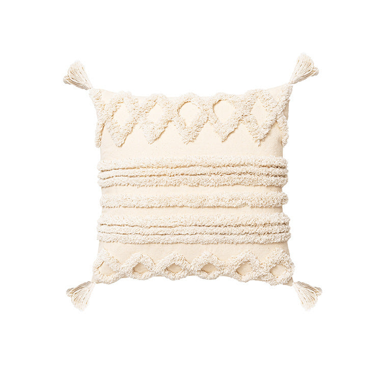 HKM-874771 Minimalist Tufted Cotton Pillowcase - Modern Style 45x45cm & 30x50cm Options