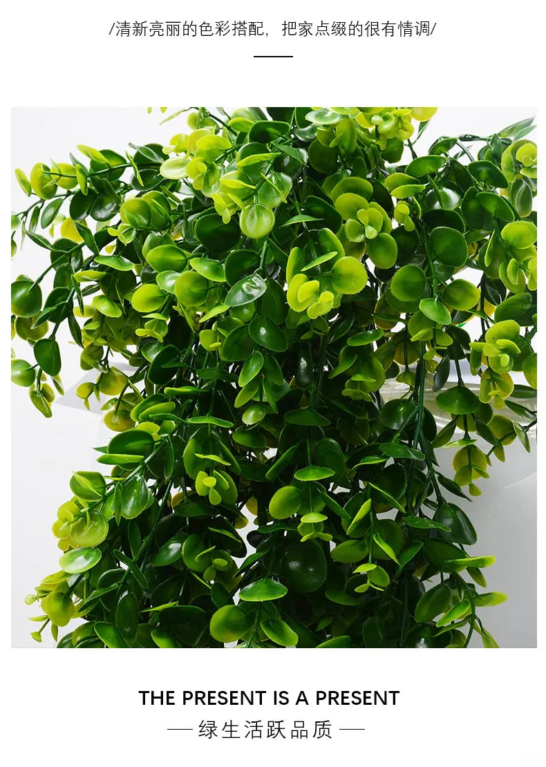 KTX-874835 Hanging Artificial Green Flowers for Indoor/Outdoor Wall Decor and Shelf Display
