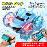 HKM-874899 Stunt Amphibious Remote Control Shark Car Toy with Gesture Sensing and Glow Wheels
