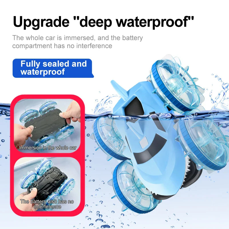HKM-874899 Stunt Amphibious Remote Control Shark Car Toy with Gesture Sensing and Glow Wheels