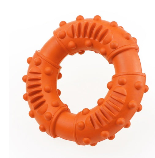 HKM-874963 Interactive Rubber Ring - Durable Bite Toy for Engagement and Play - 12.5 x 12.5 x 4 cm