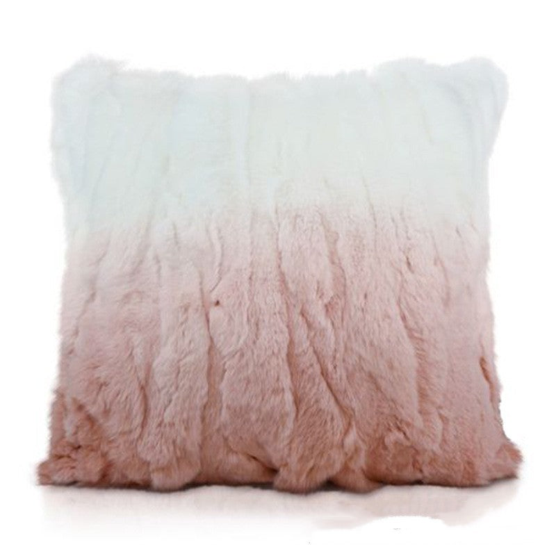 HKM-875027 Modern Striped Sofa Pillow Case in Grass Yellow and Blue, Rabbit Hair, 45x45 cm