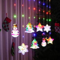 HKM-875091 Warm White & Colorful Painted Christmas Curtain Lights with Durable Rubber-Covered Wire and Various Power Supply Options