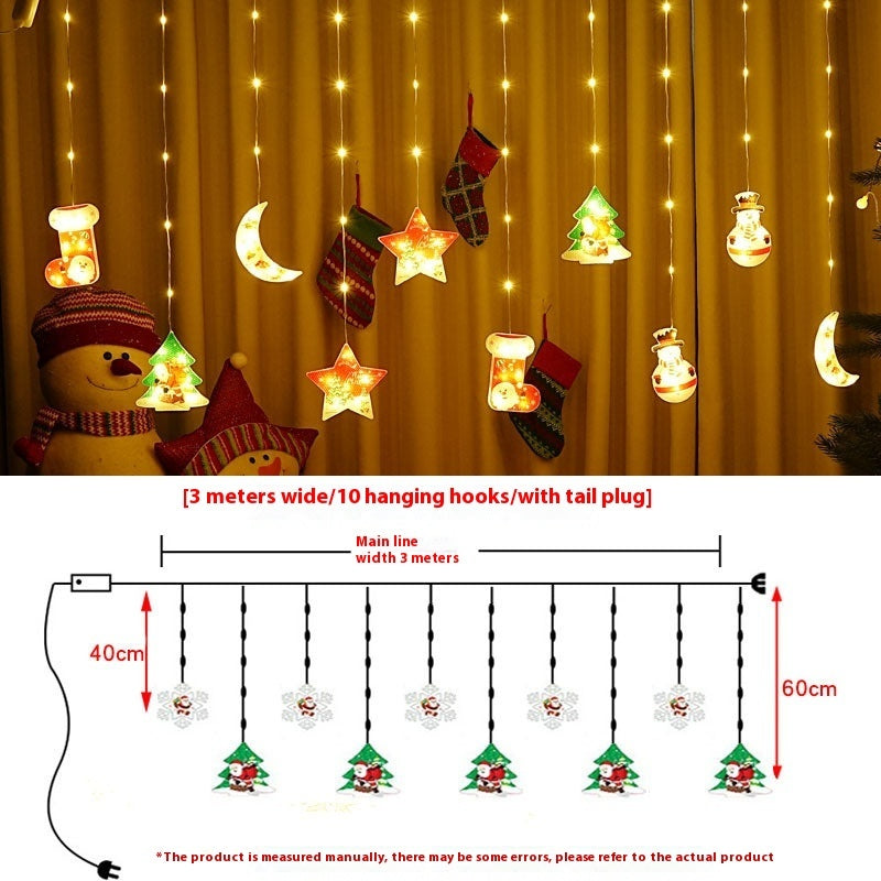 HKM-875091 Warm White & Colorful Painted Christmas Curtain Lights with Durable Rubber-Covered Wire and Various Power Supply Options