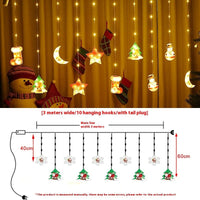 HKM-875091 Warm White & Colorful Painted Christmas Curtain Lights with Durable Rubber-Covered Wire and Various Power Supply Options