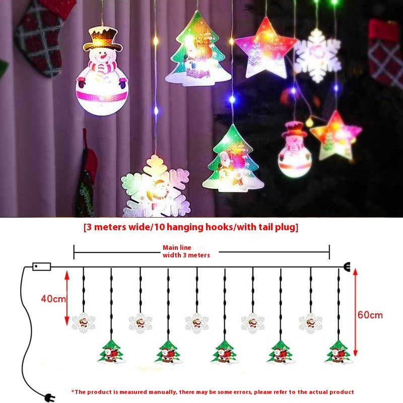 HKM-875091 Warm White & Colorful Painted Christmas Curtain Lights with Durable Rubber-Covered Wire and Various Power Supply Options
