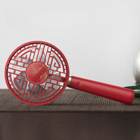 HKM-875155 Cinnabar Red Vintage USB Charging Handheld Fan – 2000mAh Battery, Lightweight & Portable