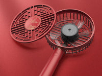 HKM-875155 Cinnabar Red Vintage USB Charging Handheld Fan – 2000mAh Battery, Lightweight & Portable