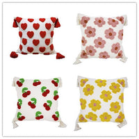 HKM-875155 Colorful Cartoon Style Tufted Small Flower Pillow Cover, 45x45cm Chenille Yarn