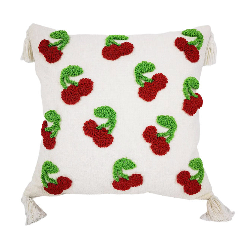 KTX-875155 Colorful Cartoon Style Tufted Small Flower Pillow Cover, 45x45cm Chenille Yarn