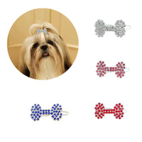 HKM-875155 Diamond Dog Bone Barrettes for Pets in White, Pink, Blue, and Red - Decorate Your Cat or Dog Stylishly