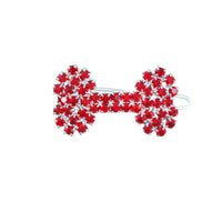 HKM-875155 Diamond Dog Bone Barrettes for Pets in White, Pink, Blue, and Red - Decorate Your Cat or Dog Stylishly