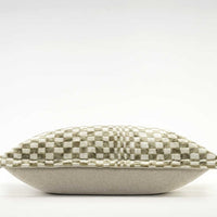 HKM-875283 Nordic Minimalist Green Checkerboard Plush Cushion - 30x50cm Fleece and Cotton Blend