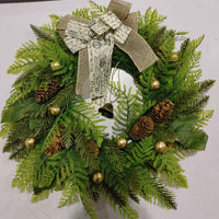 HKM-875283 Pine Cone Christmas Wreath with Animal Farm Design - Handmade Pastoral Decor