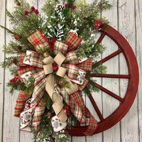 HKM-875283 Pine Cone Christmas Wreath with Animal Farm Design - Handmade Pastoral Decor
