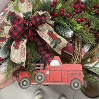 HKM-875283 Pine Cone Christmas Wreath with Animal Farm Design - Handmade Pastoral Decor
