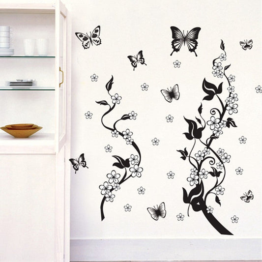 HKM-875411 Vibrant PVC Wall Sticker with Butterfly and Flower Design - 50x70CM Decorative Art