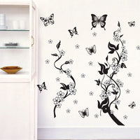 HKM-875411 Vibrant PVC Wall Sticker with Butterfly and Flower Design - 50x70CM Decorative Art