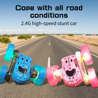 HKM-875475 2.4G Double-Sided Remote Control Stunt Car with LED Lights for Kids