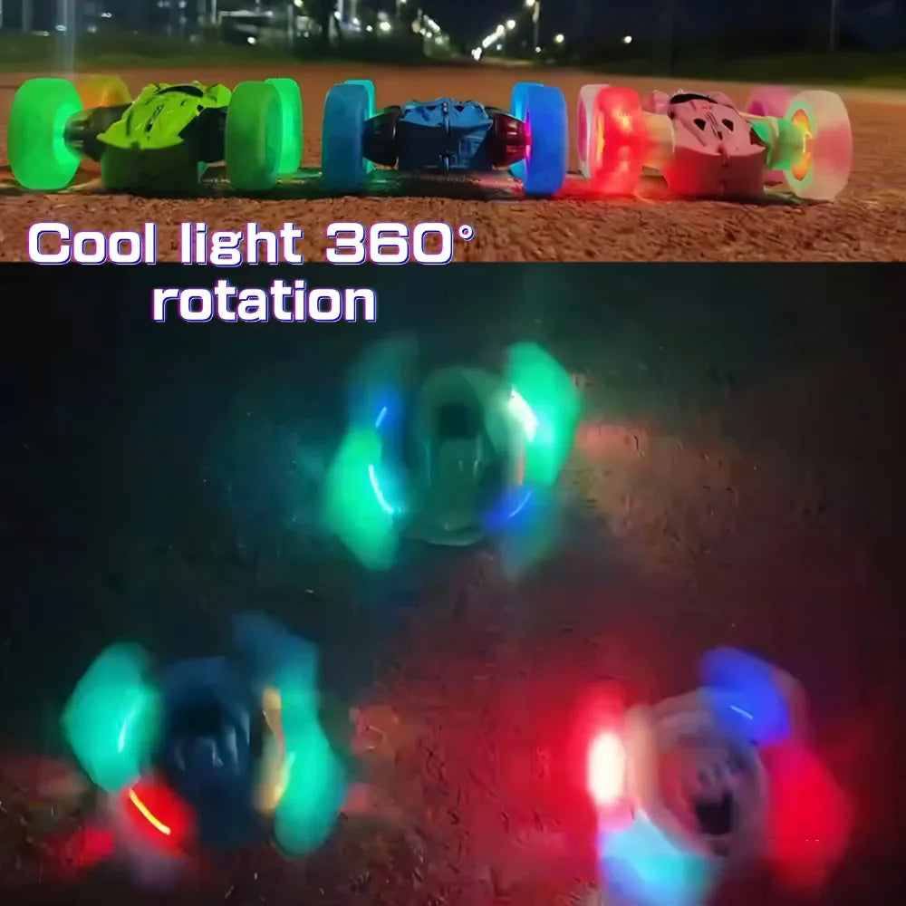 HKM-875475 2.4G Double-Sided Remote Control Stunt Car with LED Lights for Kids