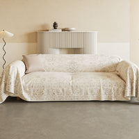 HKM-875475 Ethnic Dustproof Sofa Cover in Imitation Linen with Solid Floral Patterns