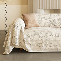 HKM-875475 Ethnic Dustproof Sofa Cover in Imitation Linen with Solid Floral Patterns
