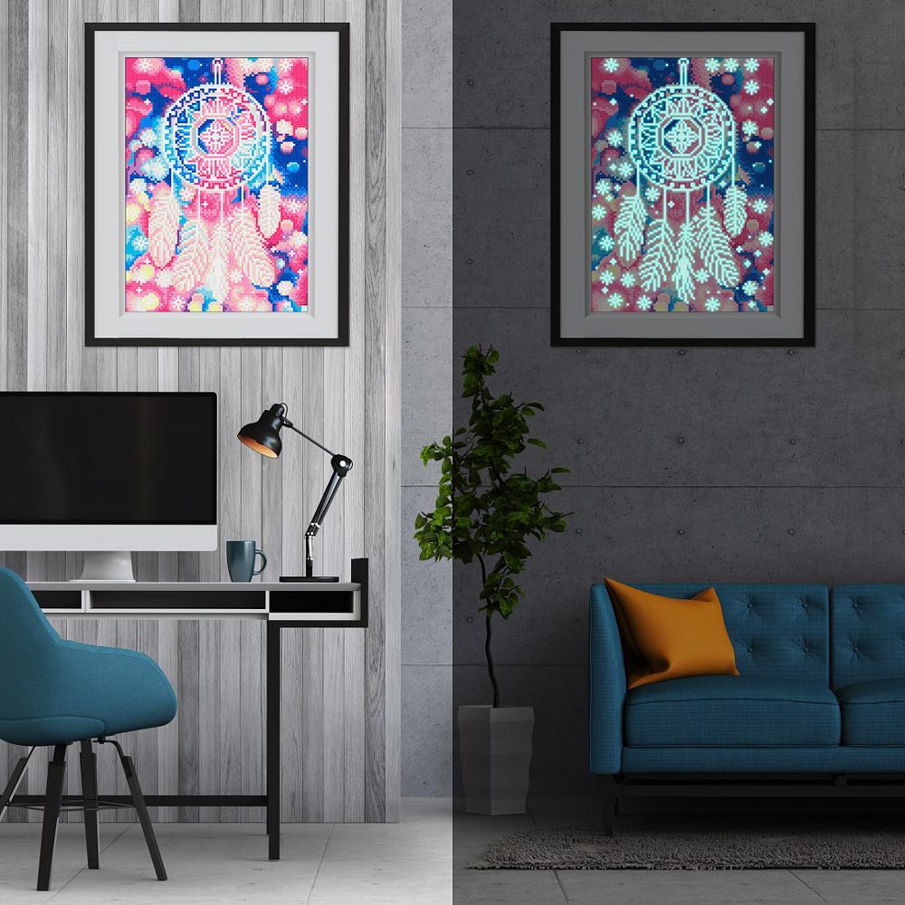 HKM-875475 Luminous Diamond Painting Kit - Rectangular Artwork 30x40cm with Tools and Canvas