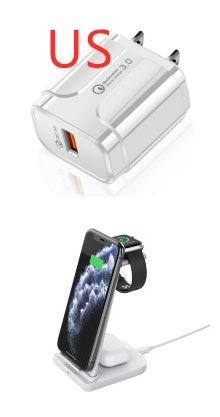 HKM-875539 3-in-1 Foldable Wireless Charger for Mobile Phones, Headphones, and Smartwatches, 10W Output, Compact Design