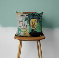 HKM-875539 Basquiat-Inspired Abstract Graffiti Cotton Linen Pillowcase - 45x45cm with Hidden Zipper