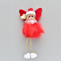 HKM-875603 Handmade Feather Angel Pendant Christmas Decoration in White, Red, Pink, and Gray - Gift Box Included