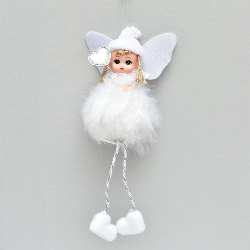HKM-875603 Handmade Feather Angel Pendant Christmas Decoration in White, Red, Pink, and Gray - Gift Box Included