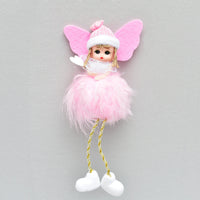 HKM-875603 Handmade Feather Angel Pendant Christmas Decoration in White, Red, Pink, and Gray - Gift Box Included