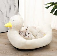 HKM-875667 Duck Shape Fluffy Pet Sofa Bed for Small Dogs and Cats - Soft Polyester, Unique Design, Comfortable for All Seasons