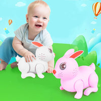 HKM-875731 Electric Jumping Rabbit Toy for Kids, Musical and Light-Up Interactive Simulation Animal, Ideal for Ages 2-4