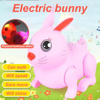 HKM-875731 Electric Jumping Rabbit Toy for Kids, Musical and Light-Up Interactive Simulation Animal, Ideal for Ages 2-4