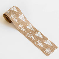 HKM-875923 Christmas Snowflake Elk Burlap Ribbon Bow Ornament - 2m x 5cm, Natural Linen Color