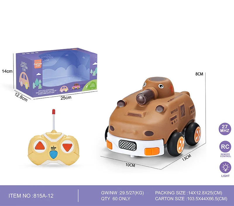 HKM-876051 Remote Control Rubber Animal Car Toy for Kids - Electric 2CH RC Vehicle for Indoor and Outdoor Use