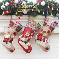 HKM-876243 Christmas Santa Claus Socks and Gift Bags for Holiday Decorations - 46cm Wool and Fabric Designs