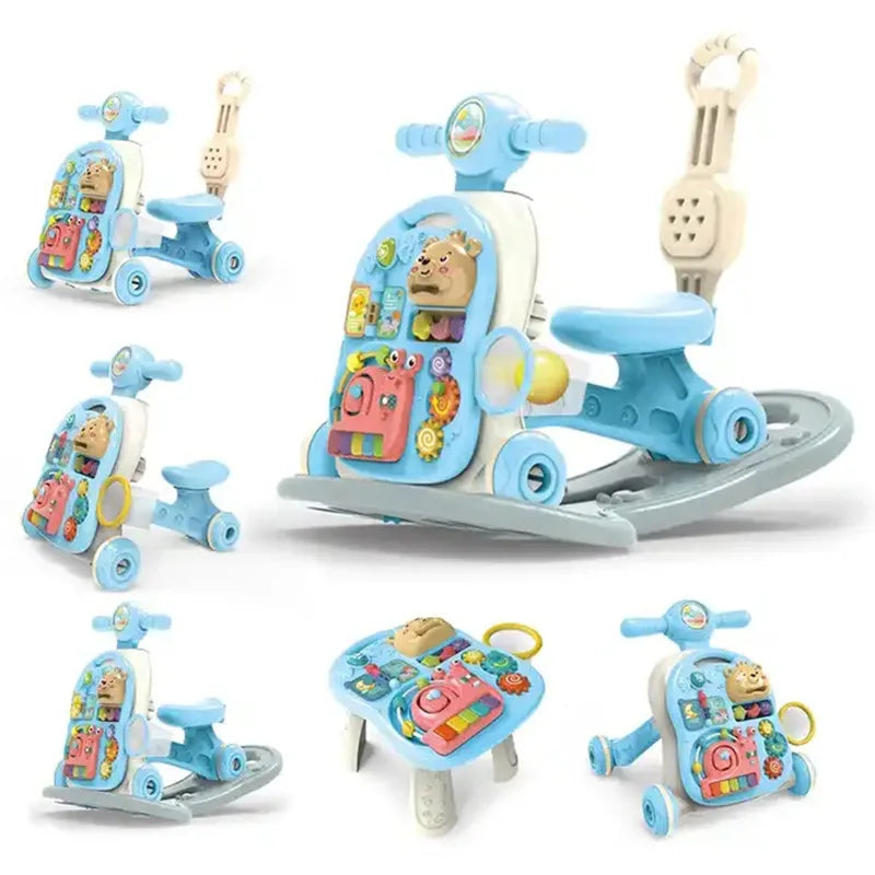 HKM-876307 6-in-1 Multifunctional Baby Rocking Car and Learning Walker for Toddlers