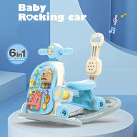 HKM-876307 6-in-1 Multifunctional Baby Rocking Car and Learning Walker for Toddlers