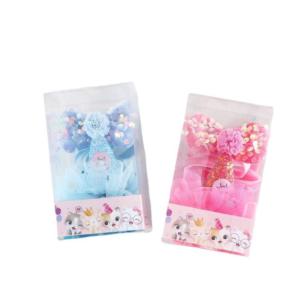 HKM-876627 Cat Party Suit Set with Hat, Bow Tie, and Bracelet - Available in Pink and Blue