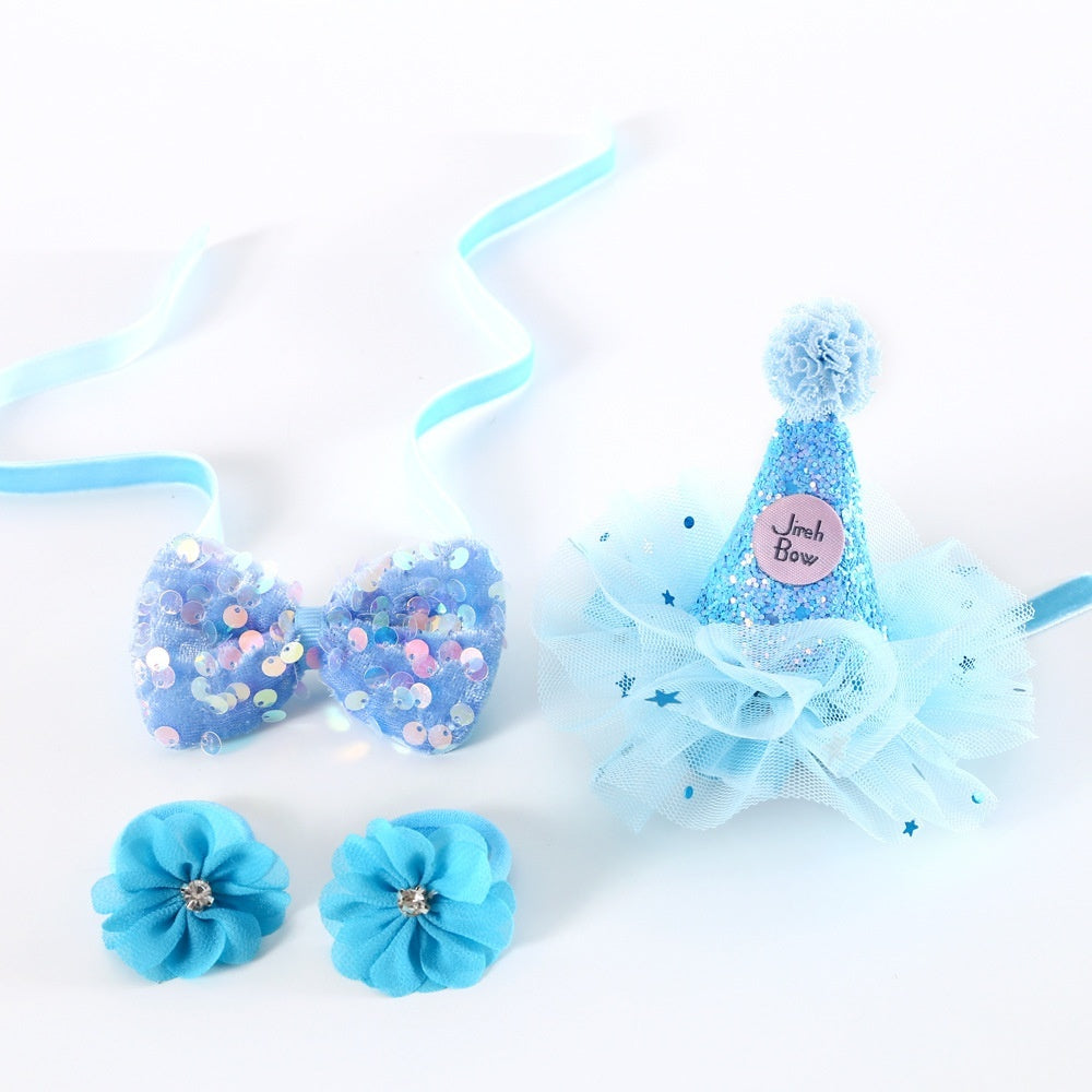 HKM-876627 Cat Party Suit Set with Hat, Bow Tie, and Bracelet - Available in Pink and Blue