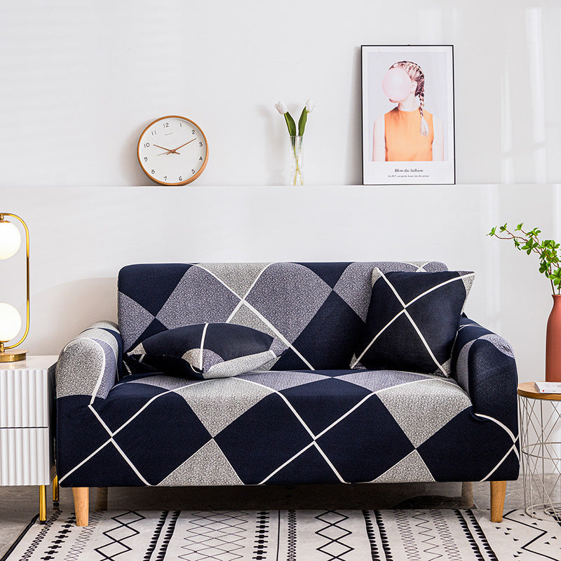 HKM-876691 Elegant Polyester Fabric Sofa Cover - Plant and Flower Design for Three-Seater Sofas - Multiple Sizes Available