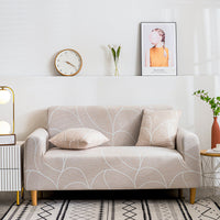 HKM-876691 Elegant Polyester Fabric Sofa Cover - Plant and Flower Design for Three-Seater Sofas - Multiple Sizes Available