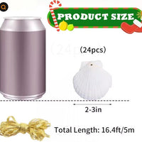 HKM-876755 Natural White Scallop Seashells for Crafting Christmas Ornaments - 24 Pieces, 2-3 Inch Hanging Decorations