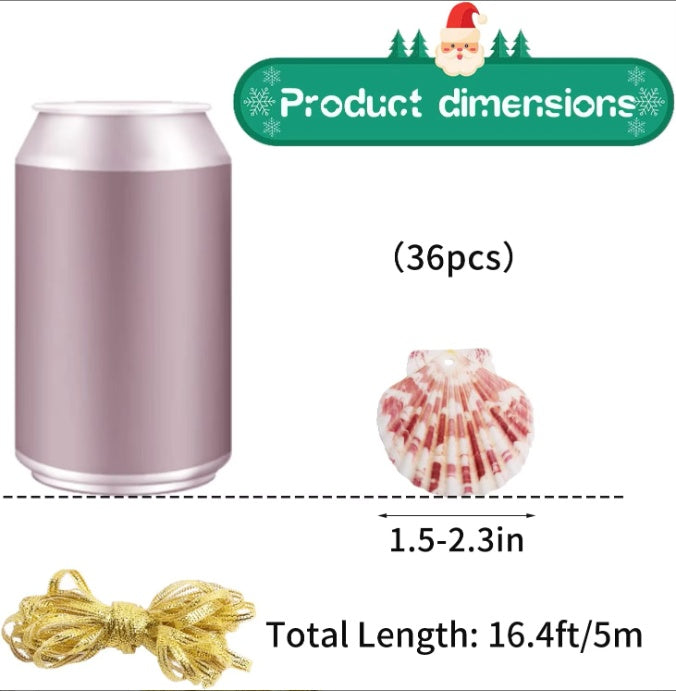 HKM-876755 Natural White Scallop Seashells for Crafting Christmas Ornaments - 24 Pieces, 2-3 Inch Hanging Decorations