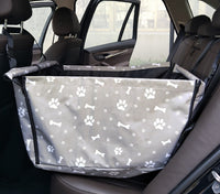 HKM-876819 Portable Dog Car Hammock - Waterproof Foldable Safety Seat with Cute Bone Paws Print for Travel, Fits Pets up to 15KG