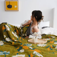 HKM-876947 Five-Layer Cotton Gauze Blanket - Modern Lightweight Bed Throw