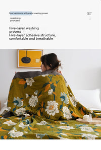 HKM-876947 Five-Layer Cotton Gauze Blanket - Modern Lightweight Bed Throw